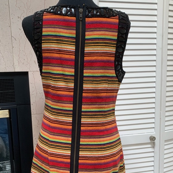 Free People New Romantics Tapestry Shift Dress Beaded Embellished Neck Sz 8 - Picture 6 of 8